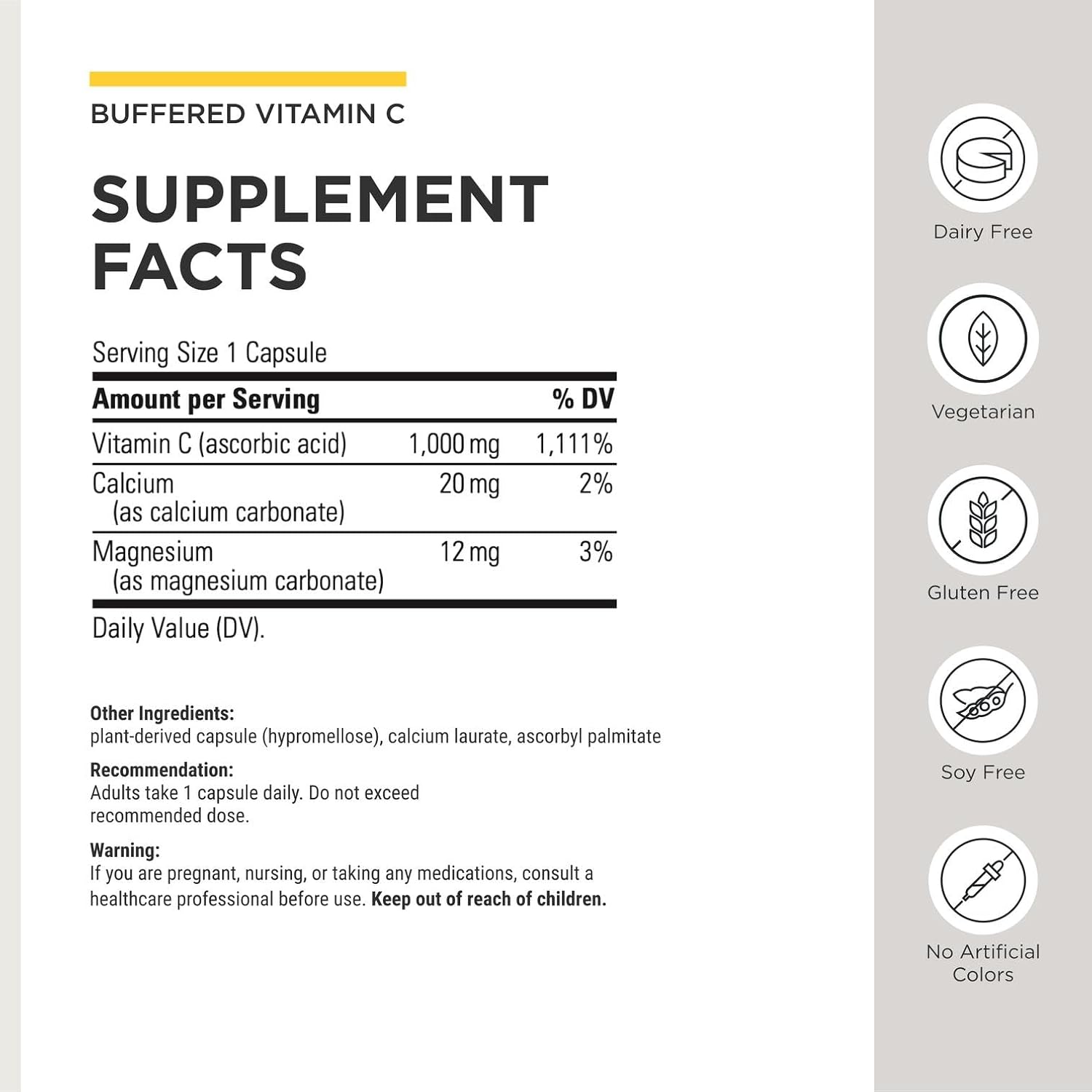 Integrative Therapeutics Buffered Vitamin C 1,000 mg with Magnesium and Calcium - 60 Vegan Capsules