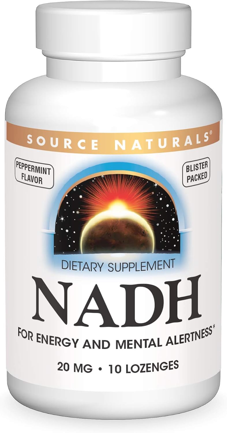 Source Naturals NADH 20mg – Boost Energy and Mental Alertness – 10 Lozenges