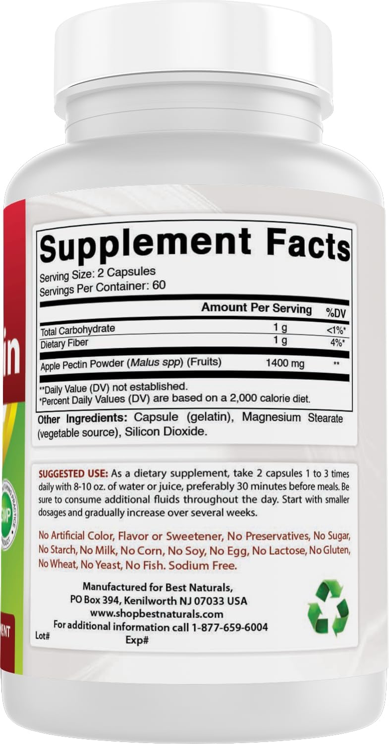 Best Naturals Apple Pectin 700 mg, 120 Capsules - görsel 6