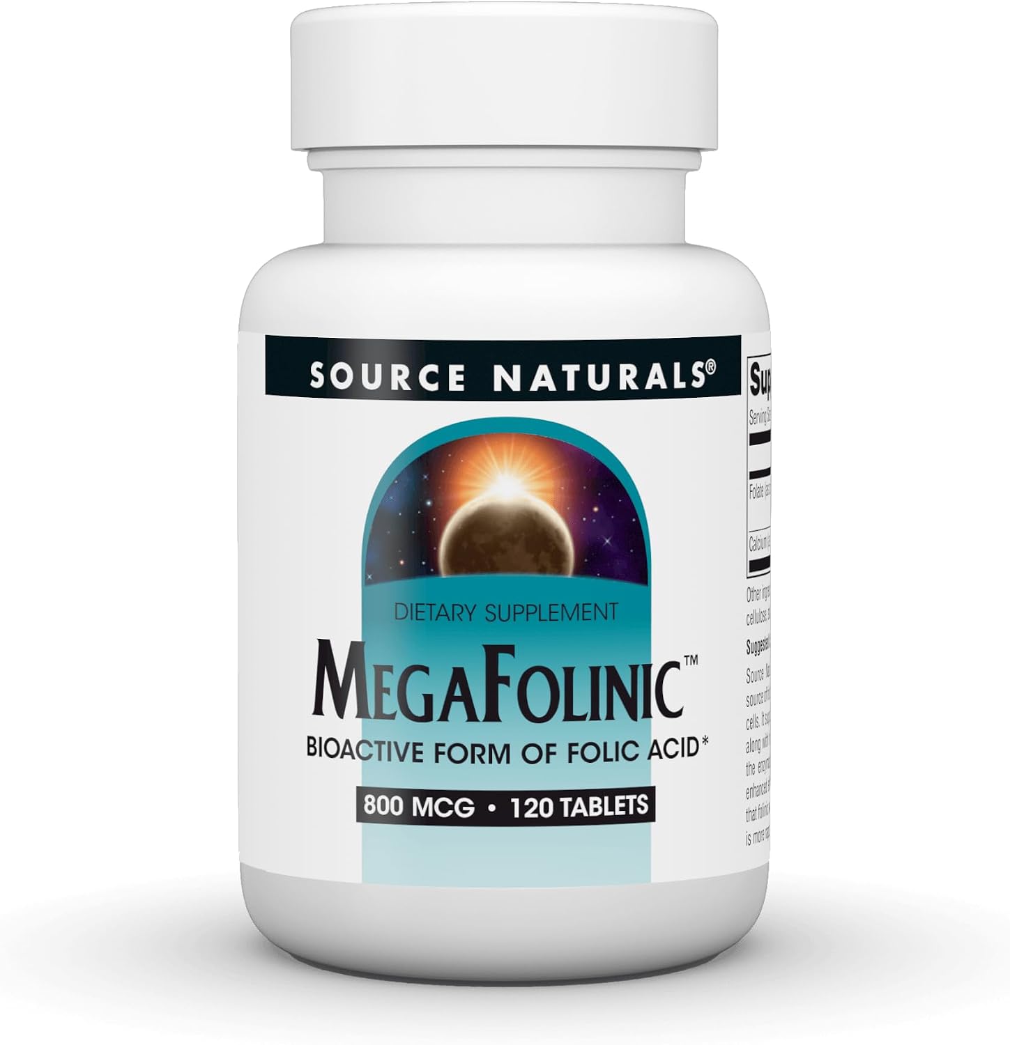 Source Naturals MegaFolinic - Bioactive Folic Acid 800 mcg, 120 Tablets