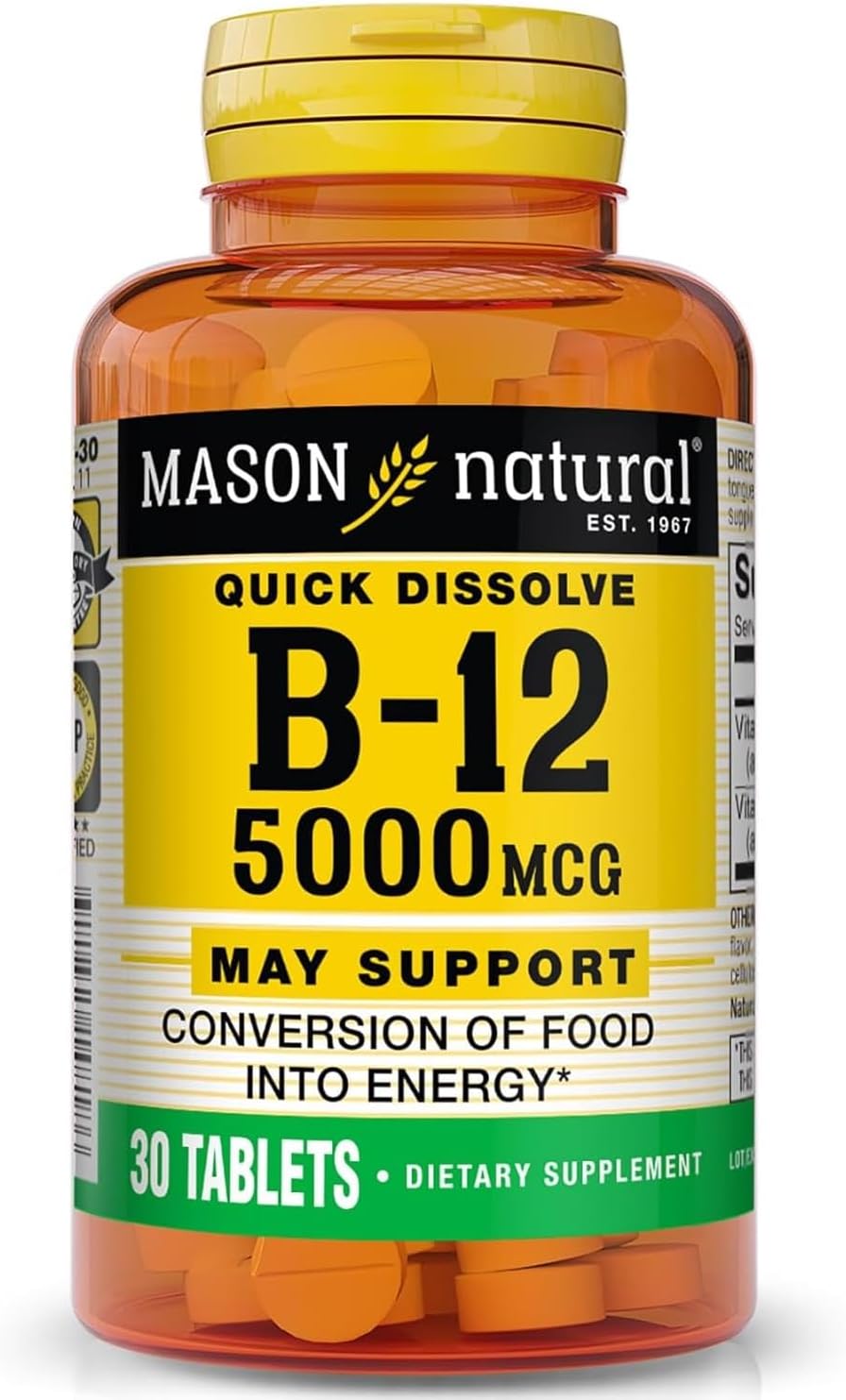 Mason Natural B12 5000 mcg Sublingual Tablets (2 Pack)