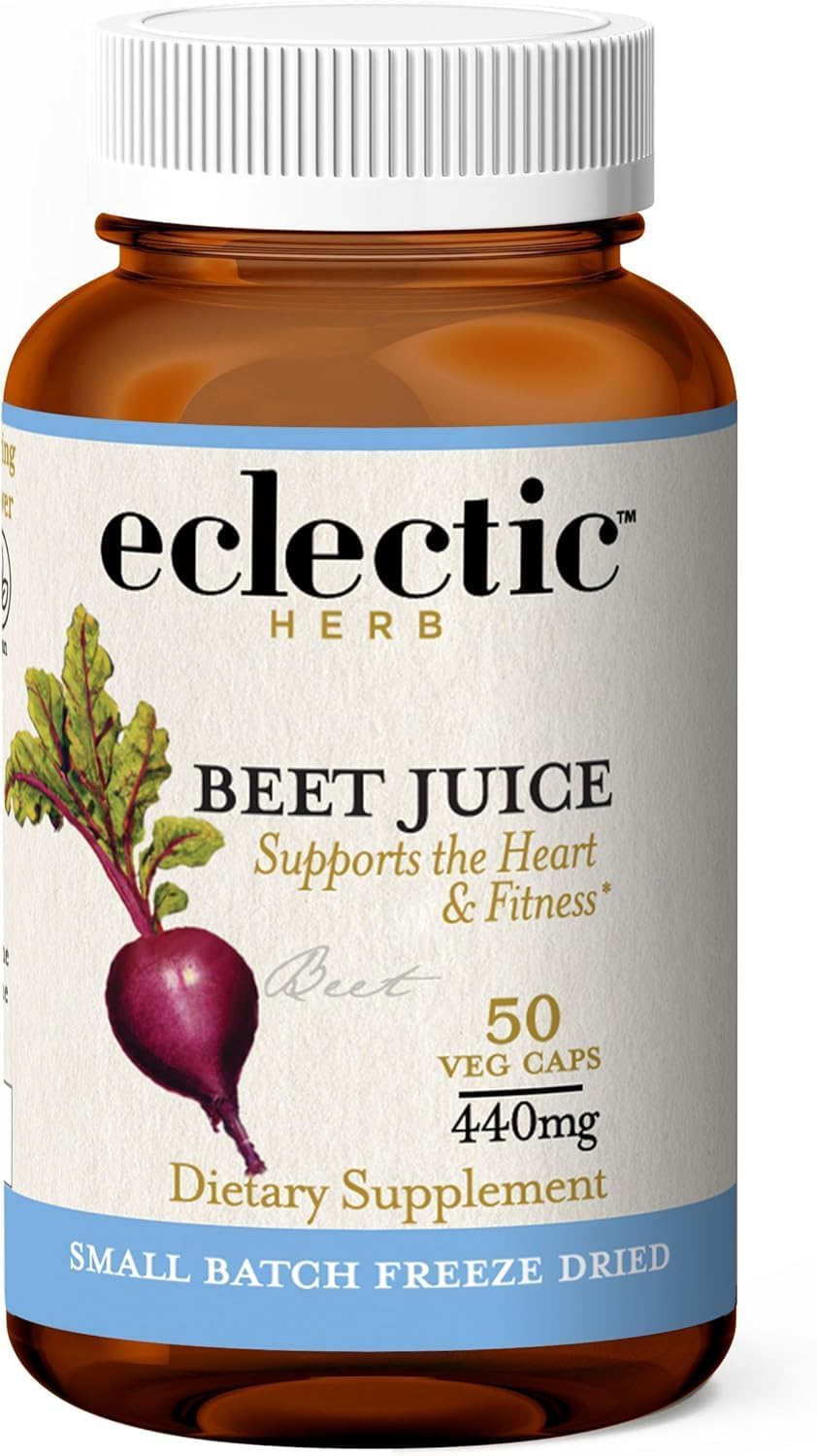 Eclectic Herb Organic Beet Juice Capsules - Freeze-Dried Beet Root Supplement for Heart Health & Circulation (90 Count, 440 mg)