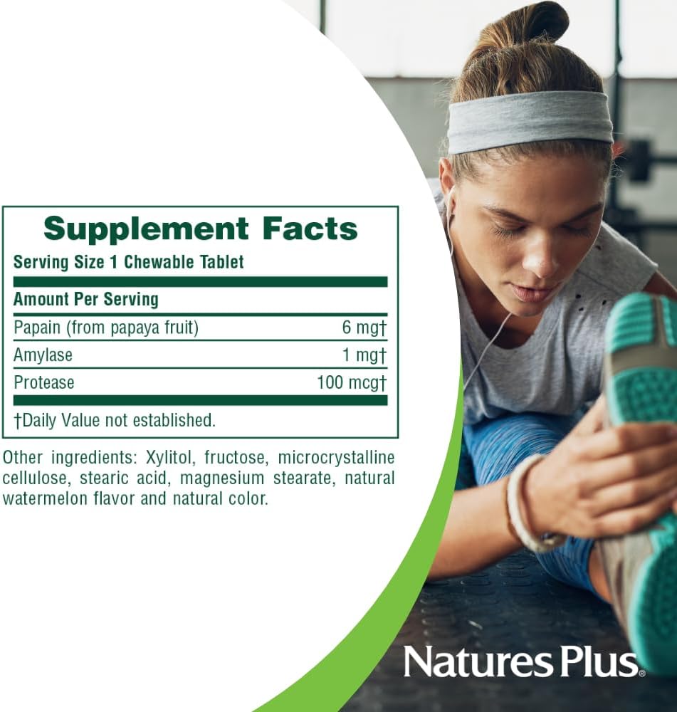 NaturesPlus Papaya Enzyme Chewable Tablets – 180 Count