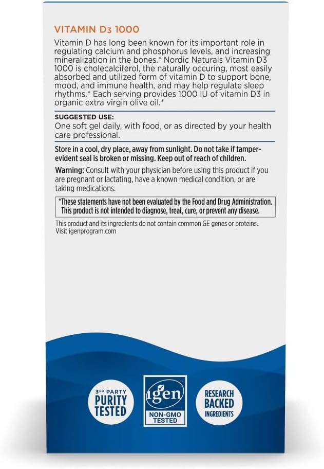 Nordic Naturals Vitamin D3 1000 IU - Orange Flavour - 120 Mini Soft Gels