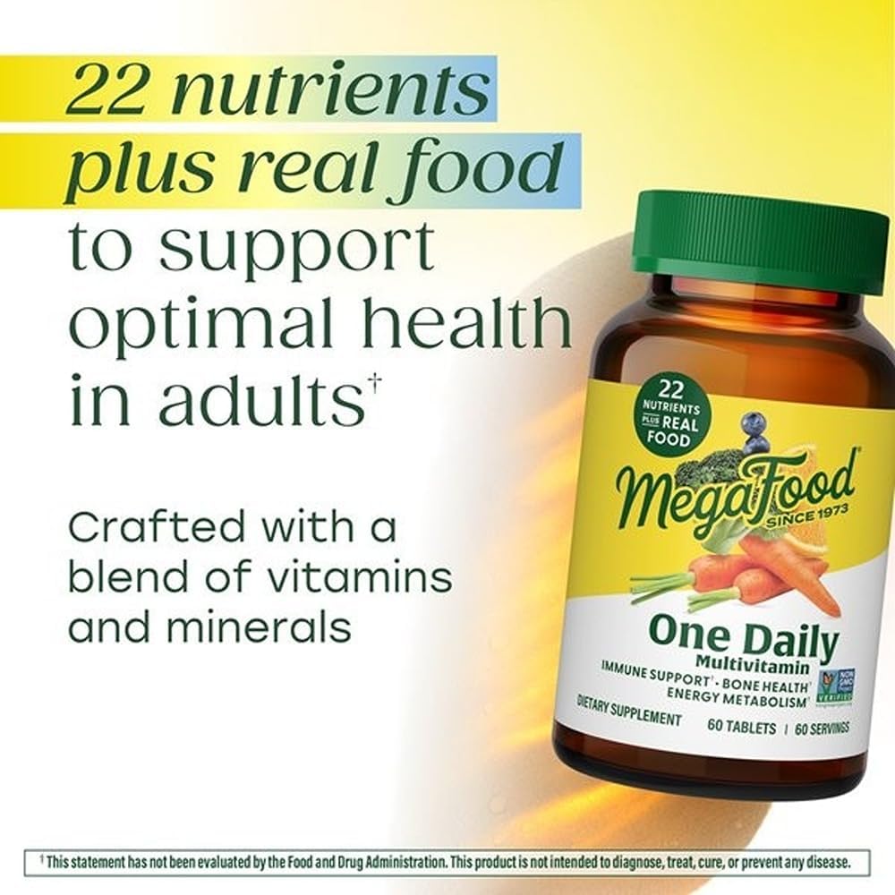 MegaFood One Daily Multivitamin for Women and Men with Real Food - 90 Tablets