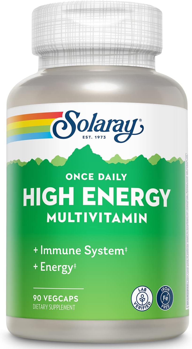 SOLARAY Once Daily High Energy Multivitamin - Iron Free, Whole Food & Herb Base
