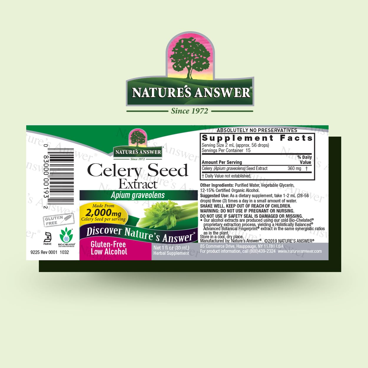 Nature's Answer Celery Seed Extract with Organic Alcohol, 2000 mg, 30 mL