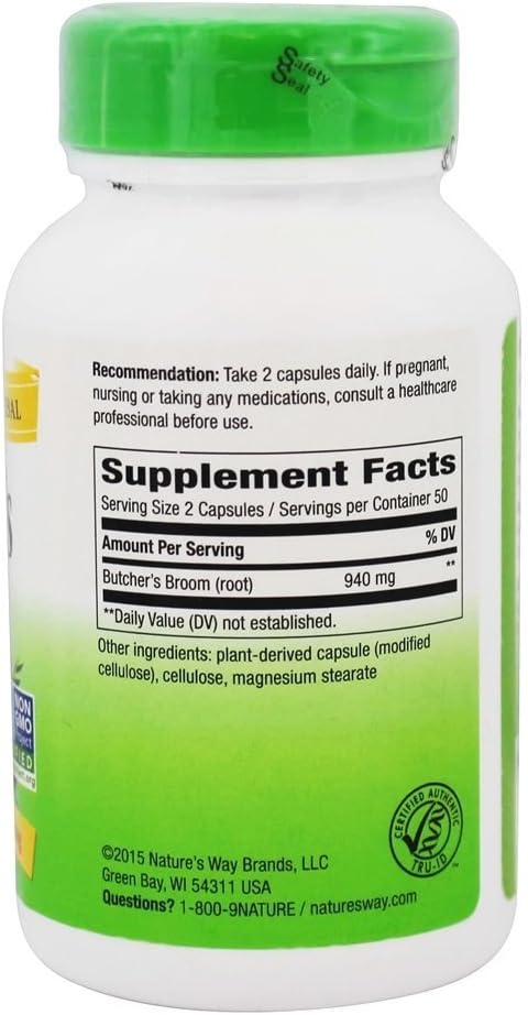 Nature's Way Butcher's Broom Root - 100 Capsules