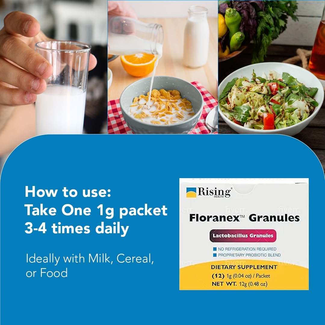 Rising Health Floranex Lactobacillus Probiotic Supplement Granules - 12 Packets