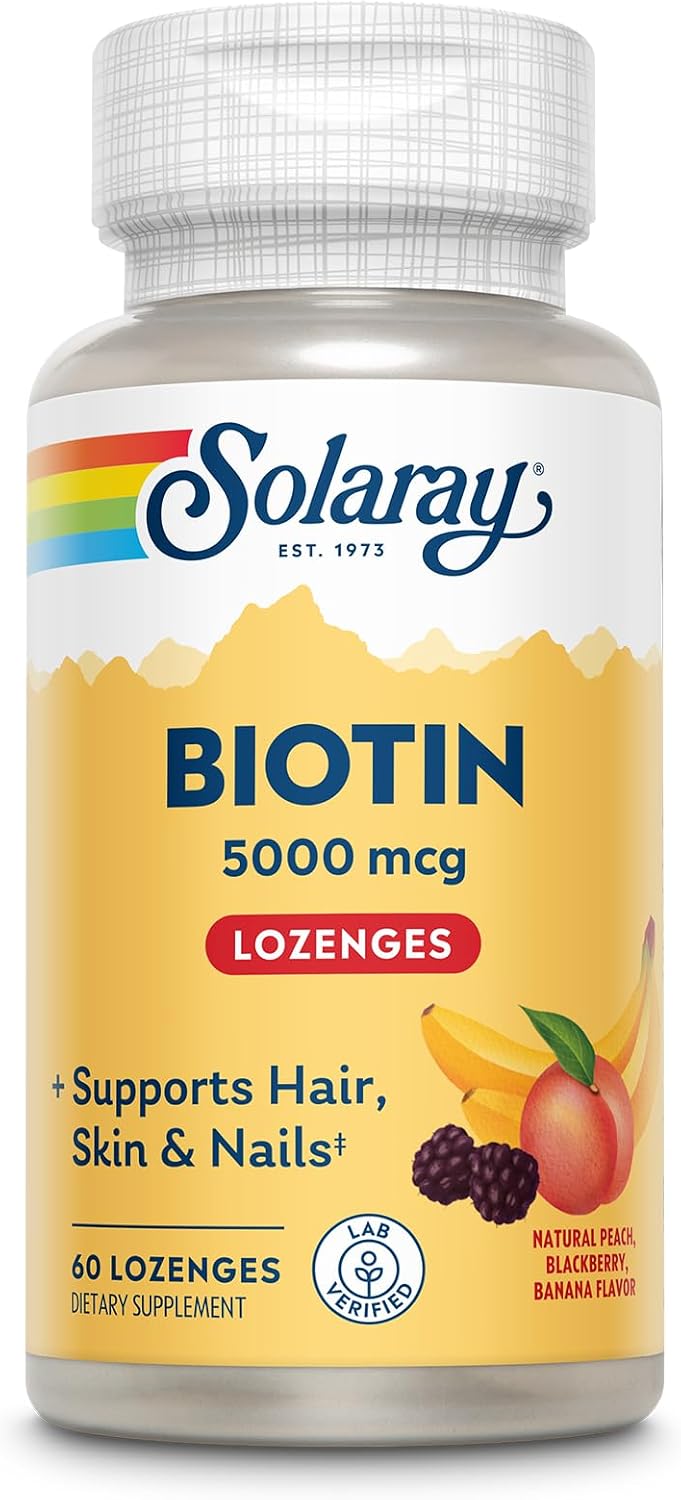 Solaray Timed-Release Biotin 5000 mcg - Hair, Skin & Nails Vegan Capsules