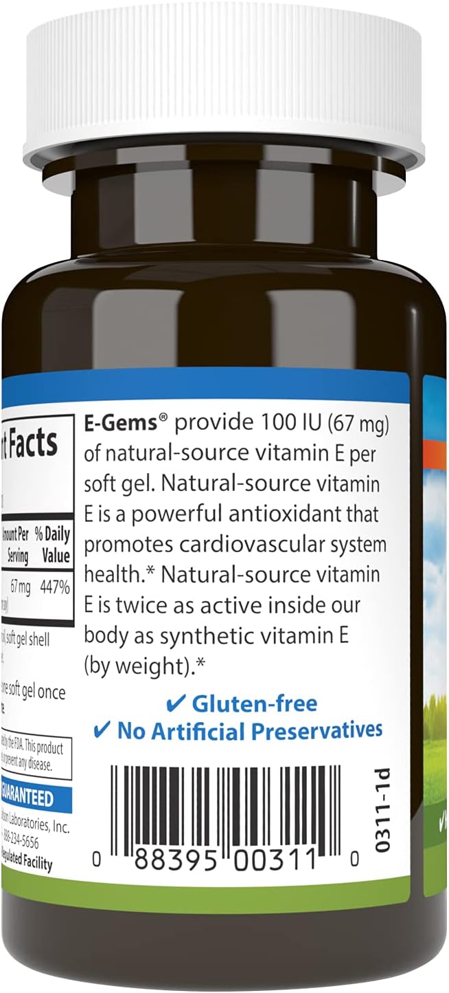 Carlson E-Gems Natural-Source Vitamin E 100 IU (67 mg) – 100 Soft Gels
