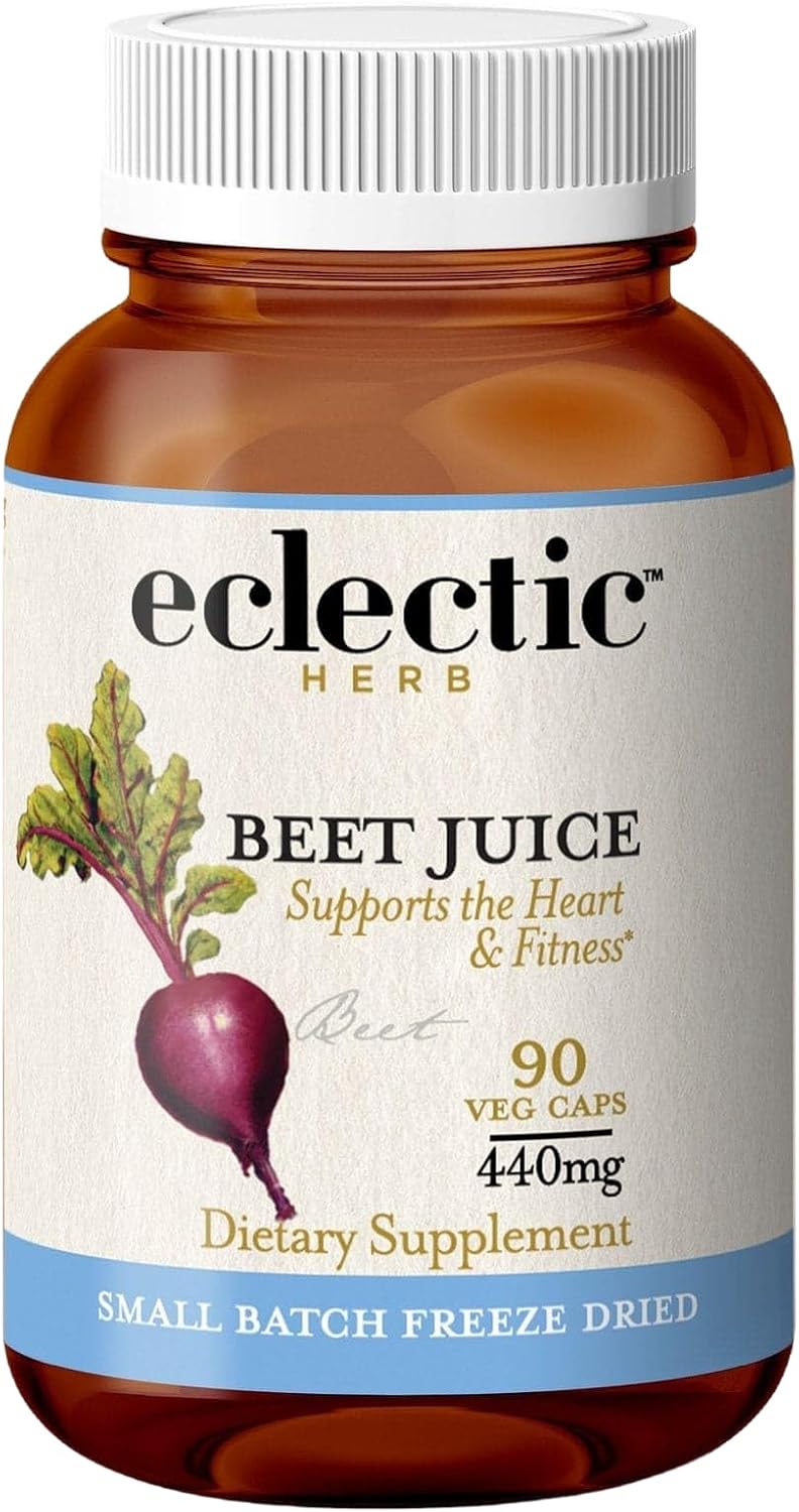 Eclectic Herb Organic Beet Juice Capsules - Freeze-Dried Beet Root Supplement for Heart Health & Circulation (90 Count, 440 mg)