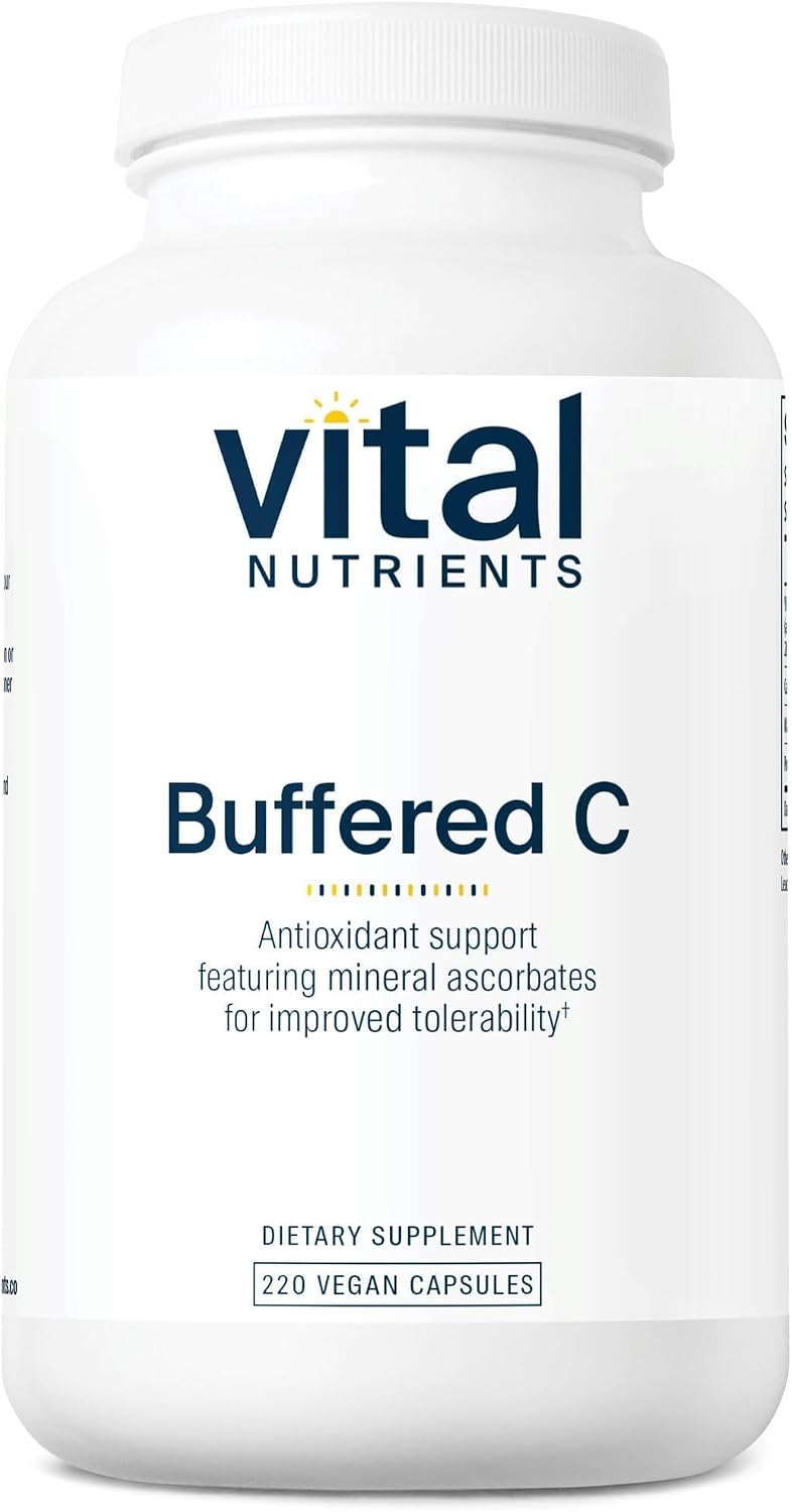 Vital Nutrients Buffered Vitamin C 500mg – Gentle Vitamin C for Sensitive Stomachs, Immune Support, Vegan & Non-GMO (220 Capsules)