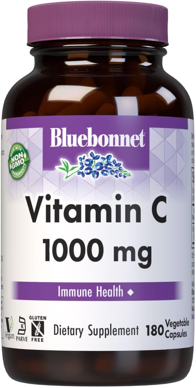 Bluebonnet Nutrition Vitamin C 1000 mg Vegetable Capsules – Ascorbic Acid for Immune and Skin Health