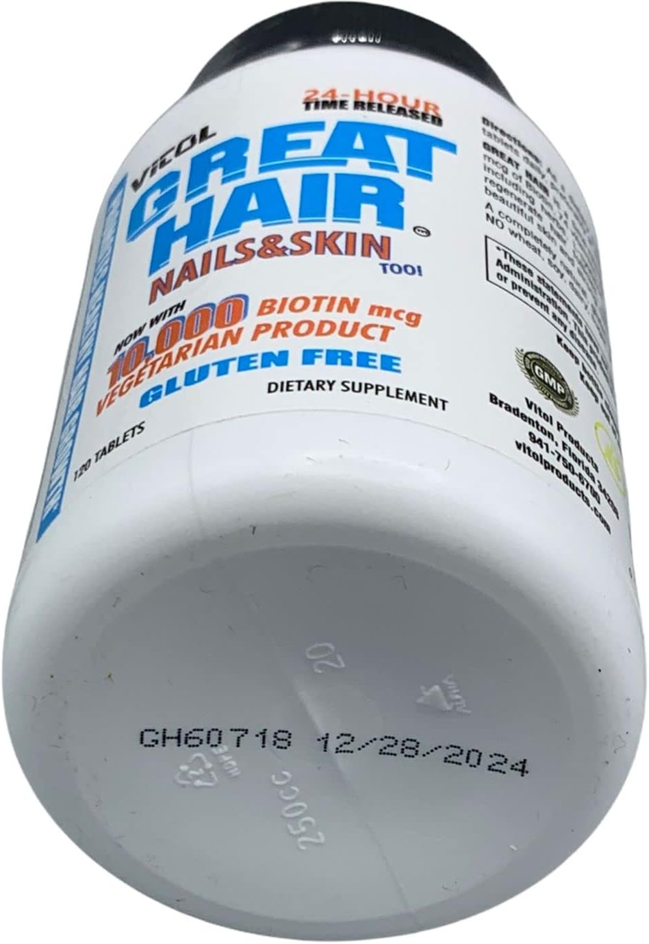 Vitol Great Hair Time-Release Biotin 10,000 mcg, 120 Tablets
