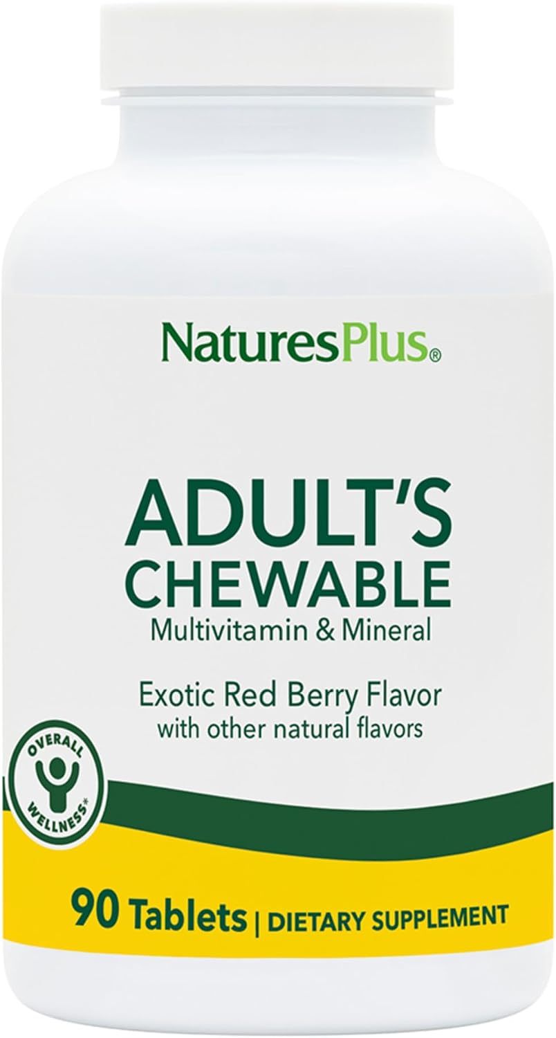 Nature's Plus Adult Chewable Multivitamin – 60 Tablets, Exotic Red Berry Flavour