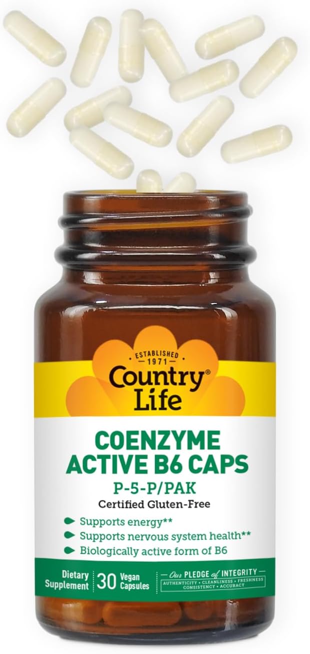 Country Life Coenzyme Active B-6 - 50 mg Vitamin B6 (as 25 mg P-5-P) - 30 Vegetarian Capsules