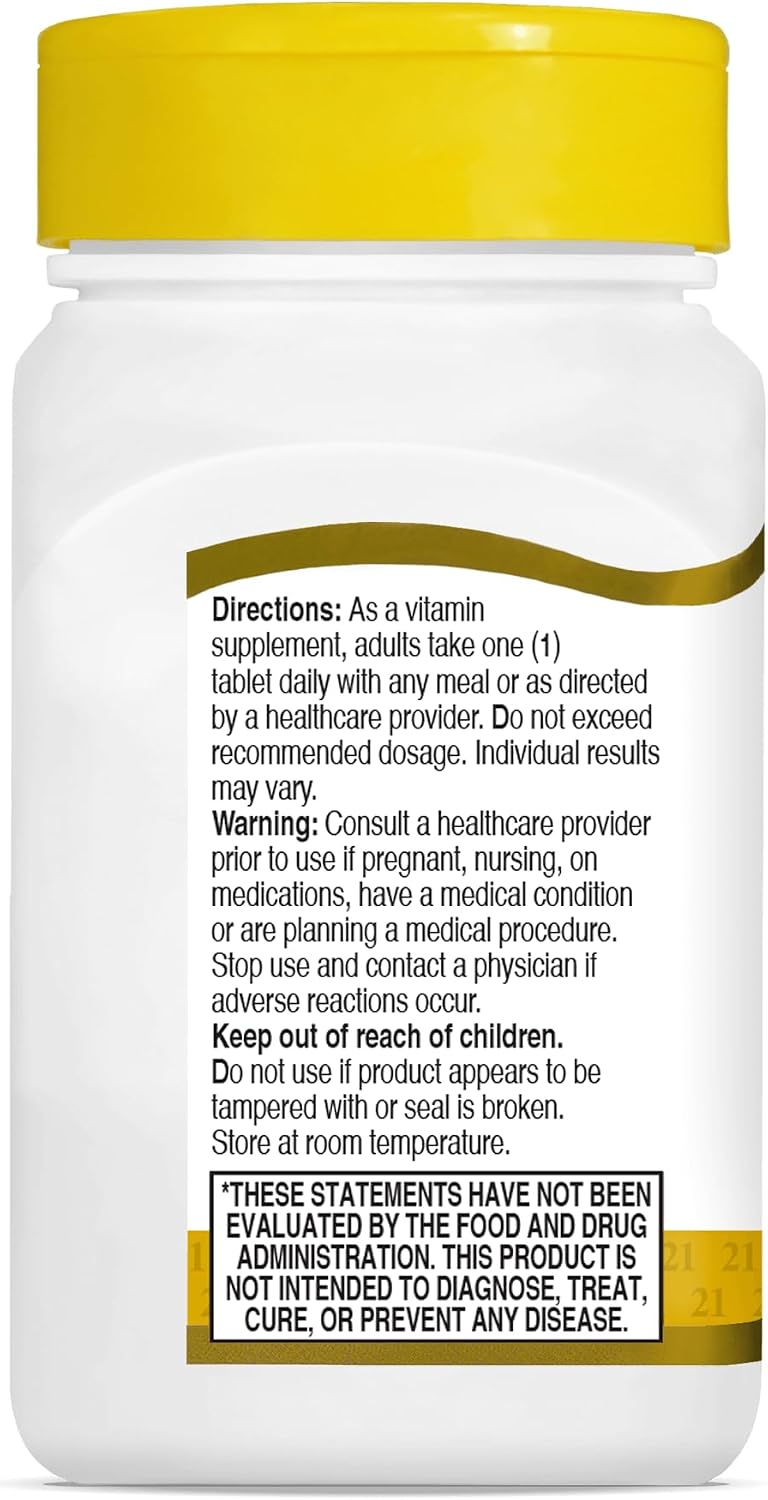 21st Century B12 1000 mcg Prolonged Release Tablets, Cyanocobalamin for Energy and Nerve Support, Gluten Free, 110 Count for Adults