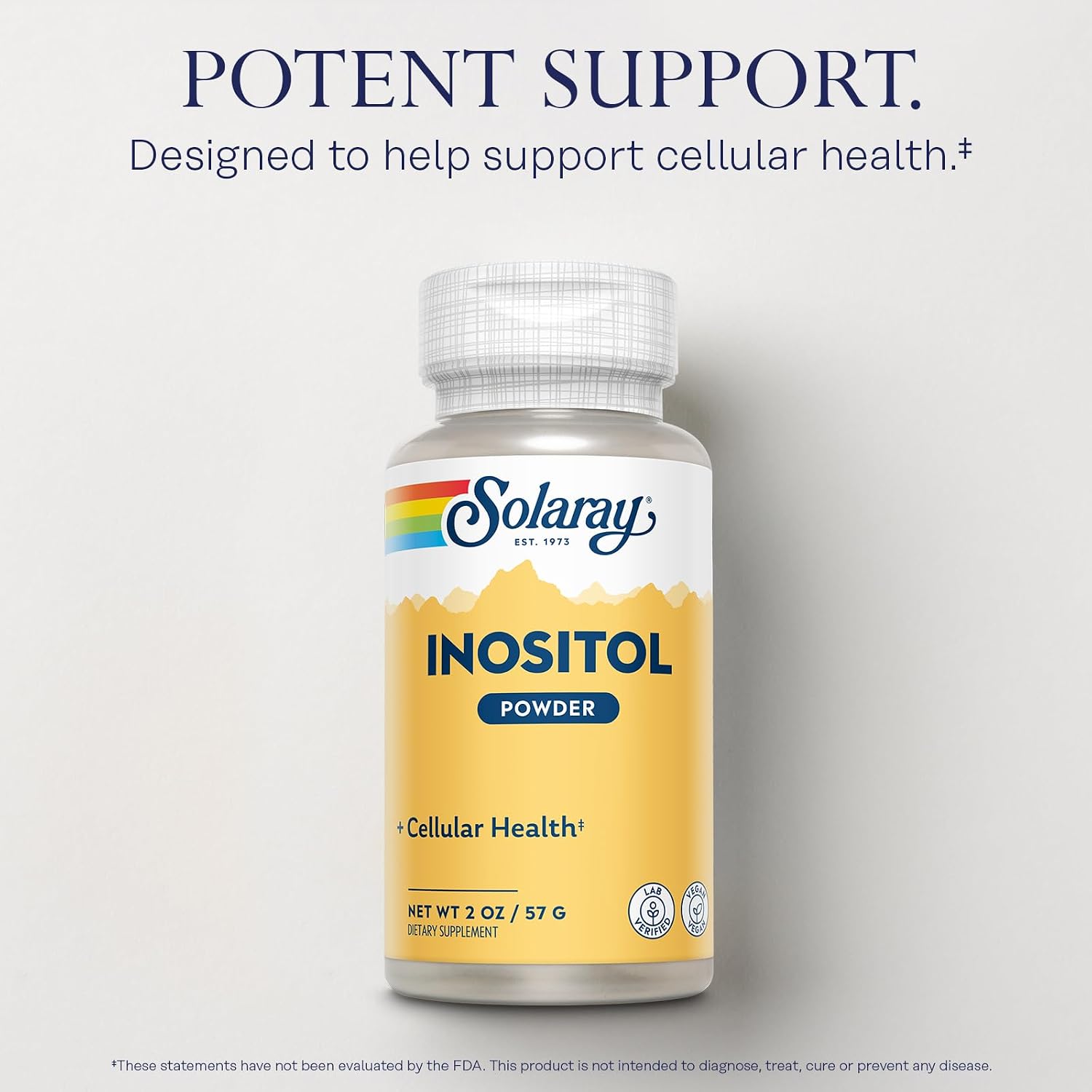 SOLARAY Pure Inositol Powder - Cellular Health Support - Vegan, Lab Verified - 163 Servings, 113 g
