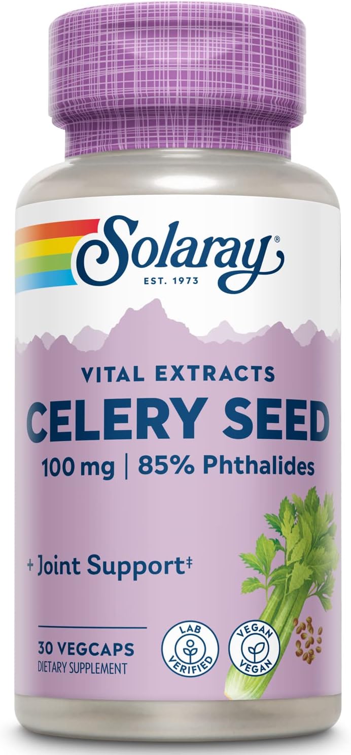SOLARAY Celery Seed Extract Capsules - Joint Support - 100 mg, 85% Phthalides, Non-GMO, Vegan - 30 VegCaps