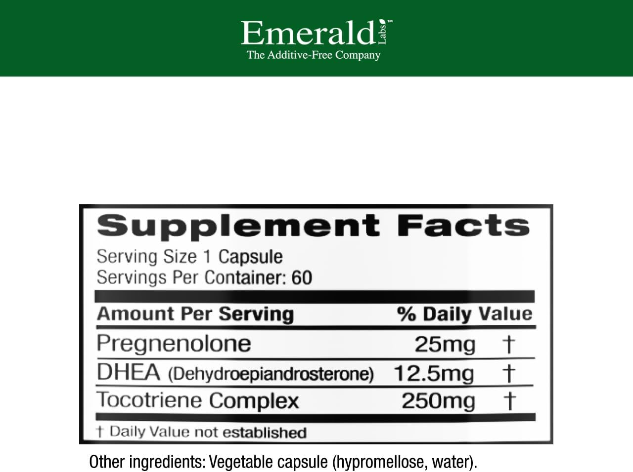 EMERALD LABS Pregnenolone 50mg with DHEA 25mg – Premium Wellness Supplement to Support Cognitive Health, Immune Response & Hormone Balance – Gluten-Free – 60 Vegetable Capsules (30-Day Supply)