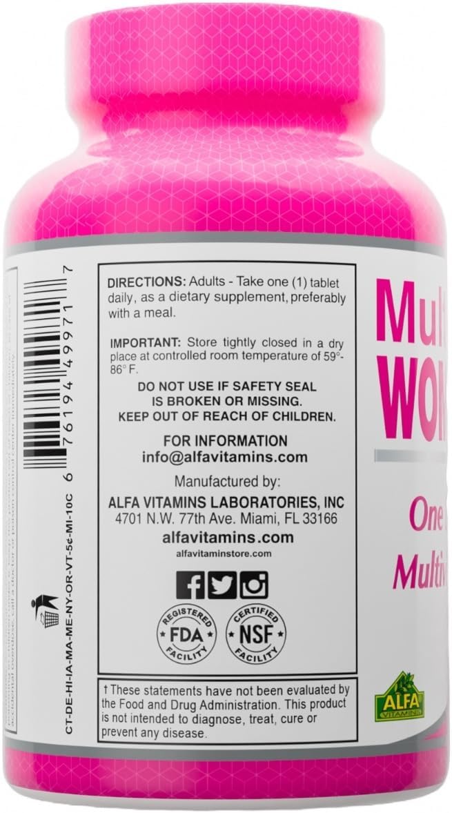 ALFA VITAMINS Multi Women Vitamins - Daily Multivitamin Supplement with Vitamins, Minerals, Amino Acids & Antioxidants - 100 Tablets - görsel 4