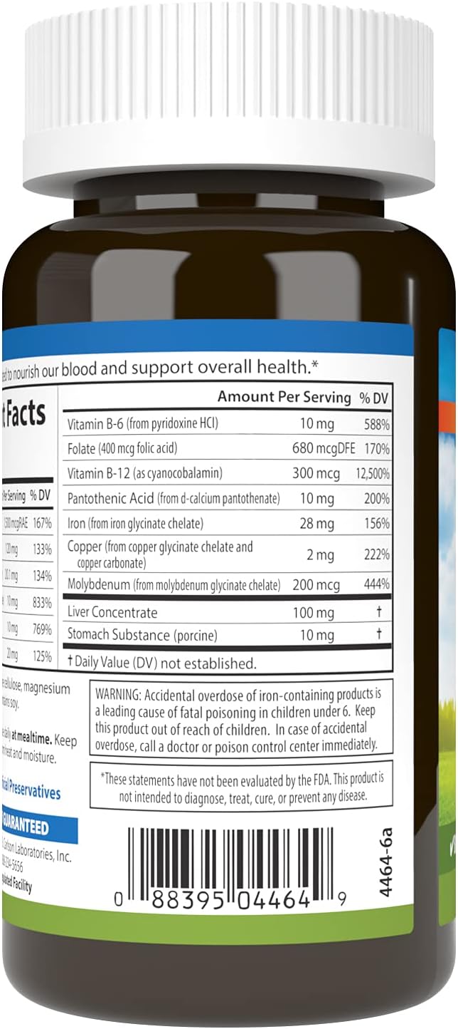 Carlson Blood Nutrients – 28 mg Iron for Blood Health, 90 Capsules