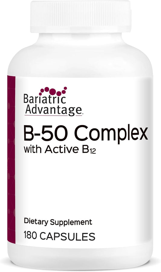 Bariatric Advantage Vitamin B50 Complex - High-Potency B-Complex for Energy and Brain Health - 180 Mini Capsules