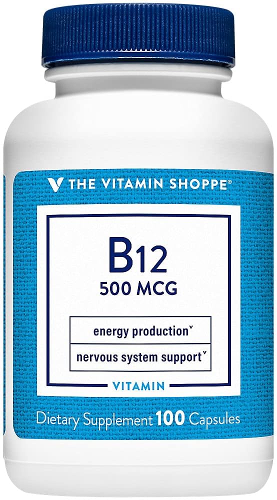 The Vitamin Shoppe Vitamin B12 500 mcg - Energy and Nervous System Support, 300 Capsules