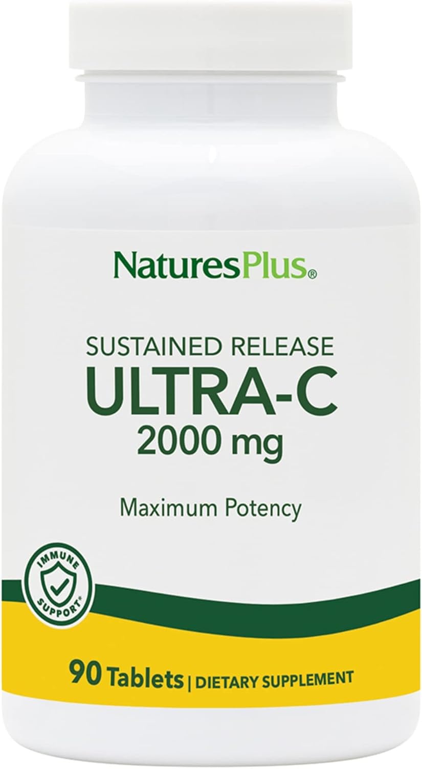 NaturesPlus Ultra-C 2000 mg - 90 Tablets - Vitamin C with Rose Hips - Immune & Antioxidant Support - Vegetarian, Gluten-Free