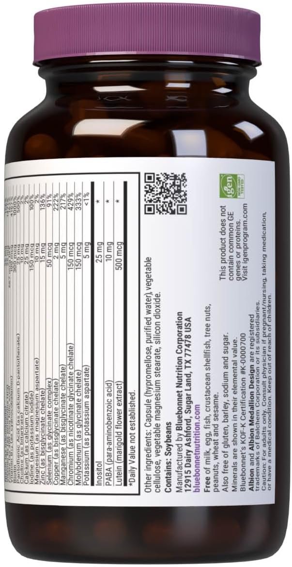 Bluebonnet Multi One Iron-Free Multivitamin, 90 Vegetable Capsules - görsel 3