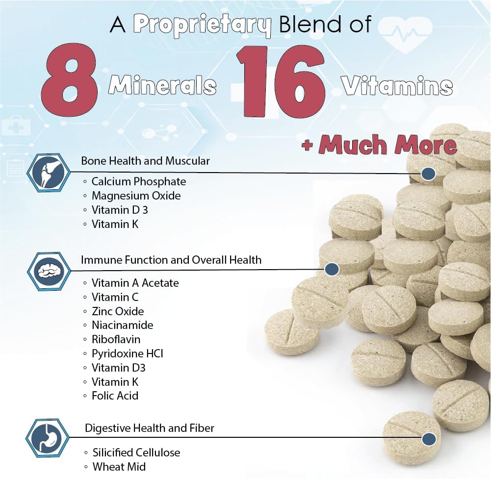 Vita-Tabs - Essential Vitamins, Minerals, Nutrients - Health Supplement for Dogs - Support Immune System, Bones - Liver Flavoured - 250 Chewable Tablets