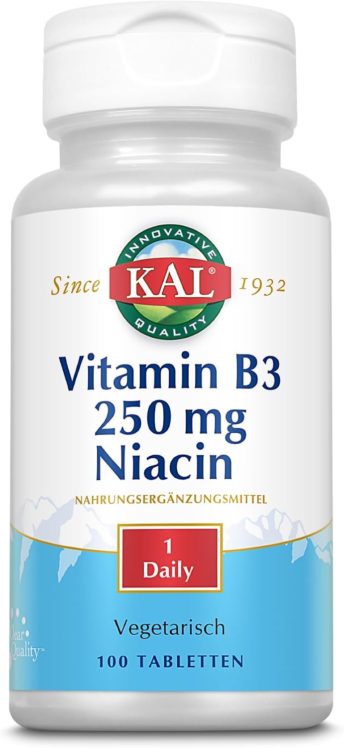 Kal 250 mg Niacin Tablets, 100 Count