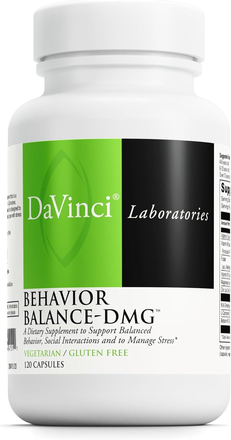DAVINCI Labs Behaviour Balance-DMG - Dietary Supplement with Vitamin E, B6, Zinc, Magnesium - Gluten-Free - 120 Vegetarian Capsules