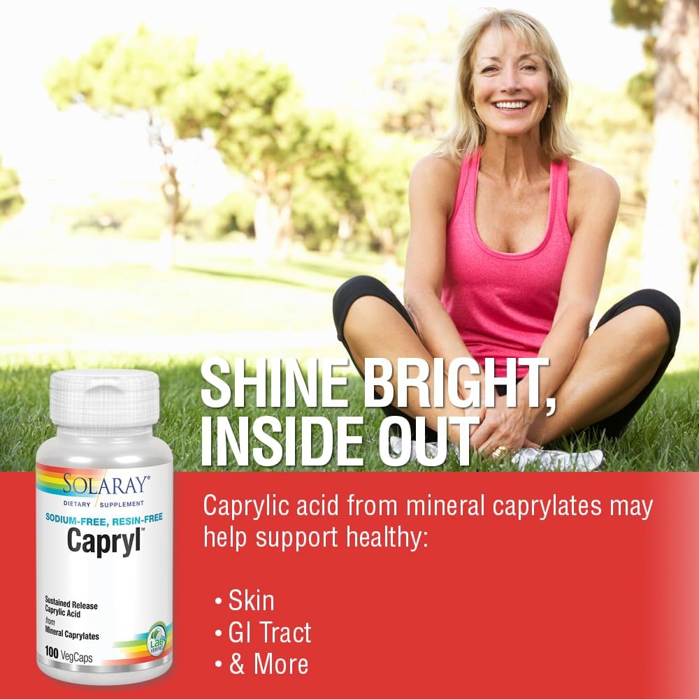 Solaray Capryl - Caprylic Acid Capsules with Calcium, Magnesium and Zinc