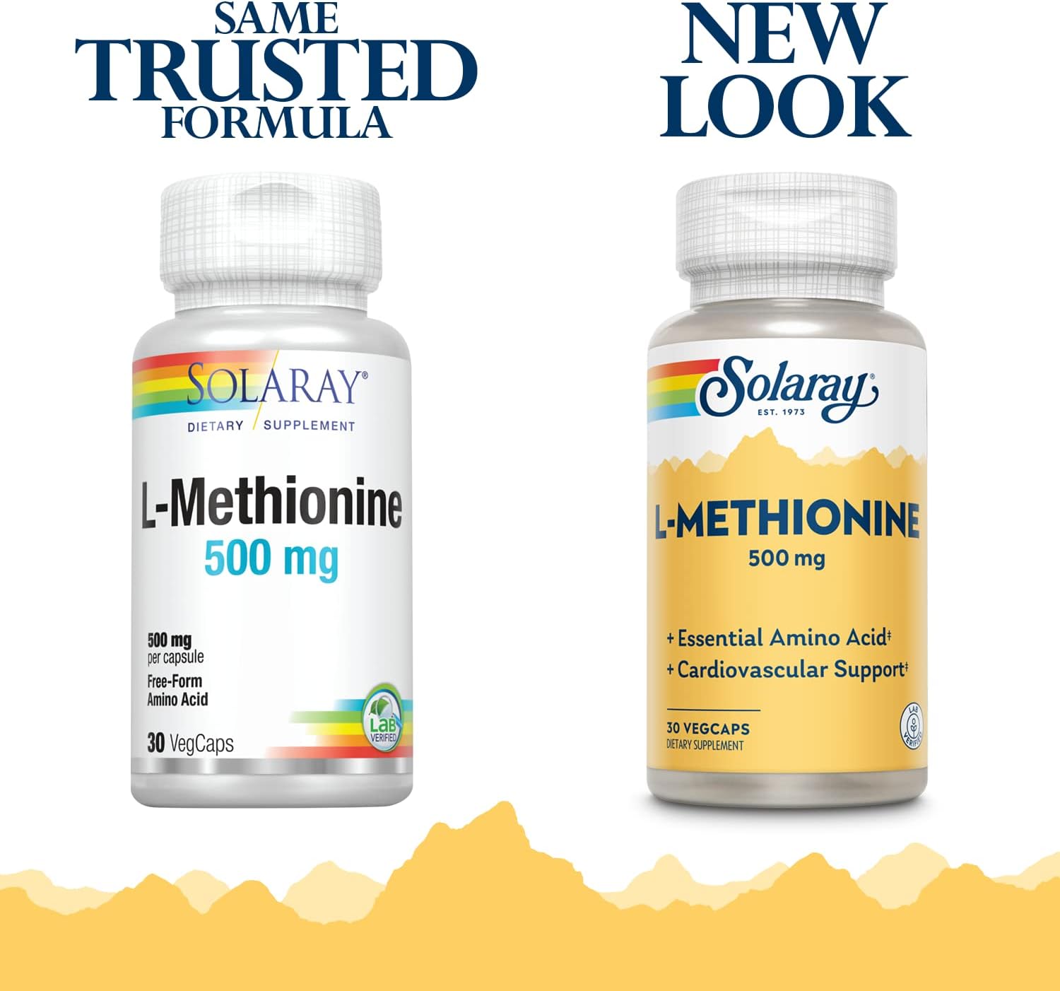 SOLARAY L-Methionine Supplement, 500 mg, 30 Capsules