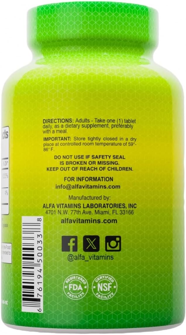ALFA VITAMINS Vitamin B-1 (Thiamine) 100 mg, 100 Tablets - görsel 3