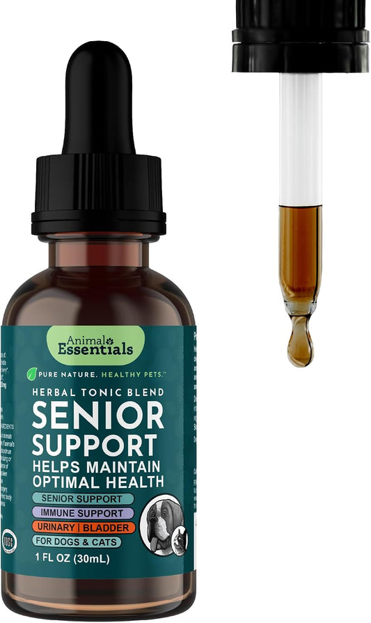 Animal Essentials Senior Support for Dogs & Cats Supplement - Milk Thistle & Herbal Blend, 30 ml