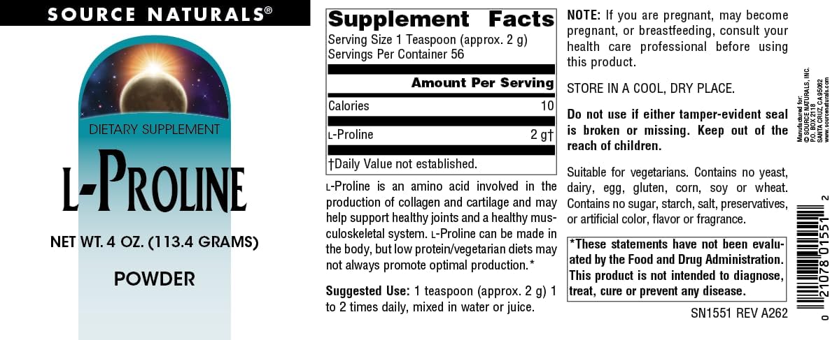 Source Naturals L-Proline Powder - 4 oz (113 g)