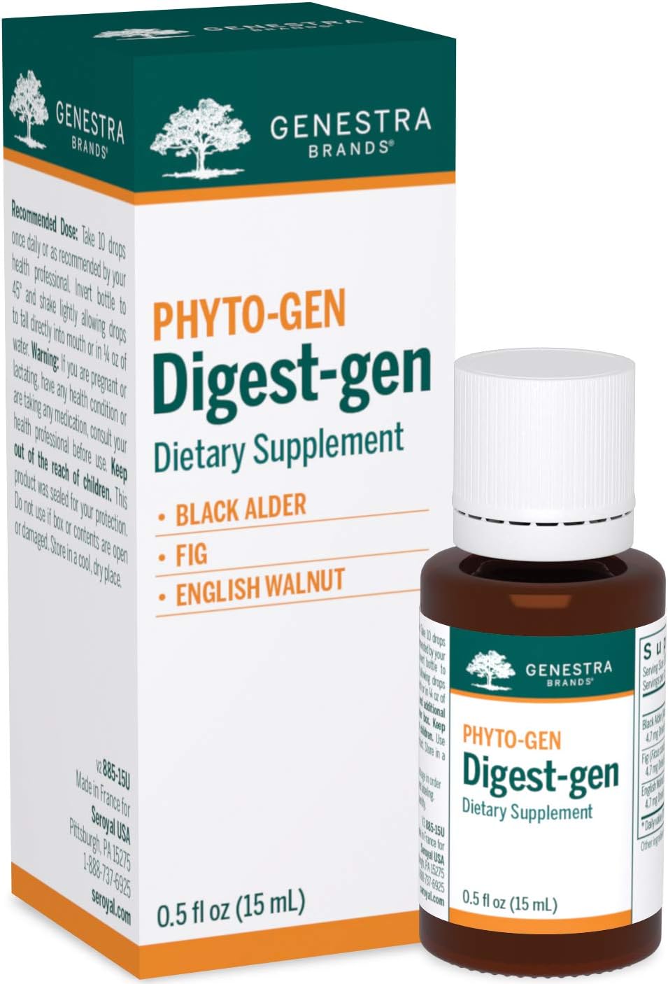 Genestra Brands Digest-gen | Black Alder, Fig, and English Walnut Herbal Supplement | 15 ml