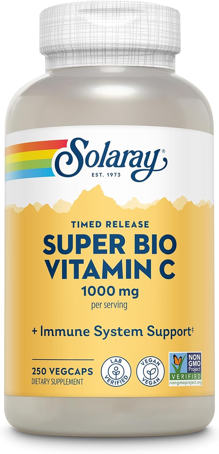 SOLARAY Super Bio Vitamin C 1000 mg – Buffered Timed Release with Bioflavonoids, 250 VegCaps