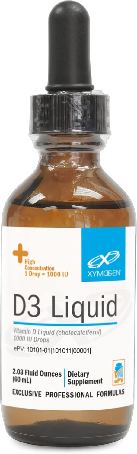XYMOGEN D3 Liquid Vitamin D3 Drops - 1000 IU per Drop - 68 mL
