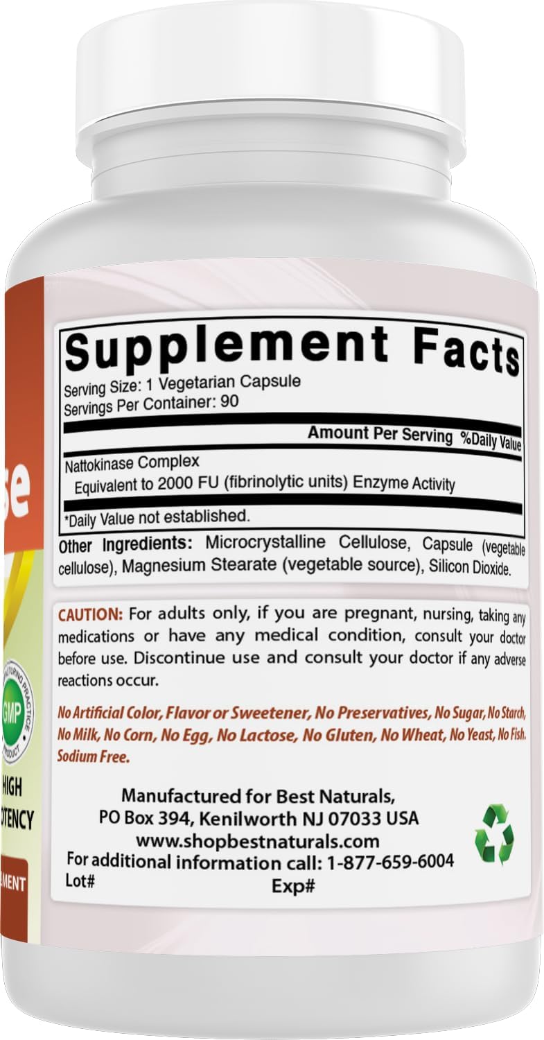 Best Naturals Nattokinase 2000 FU, 100 mg, 90 Vegetarian Capsules