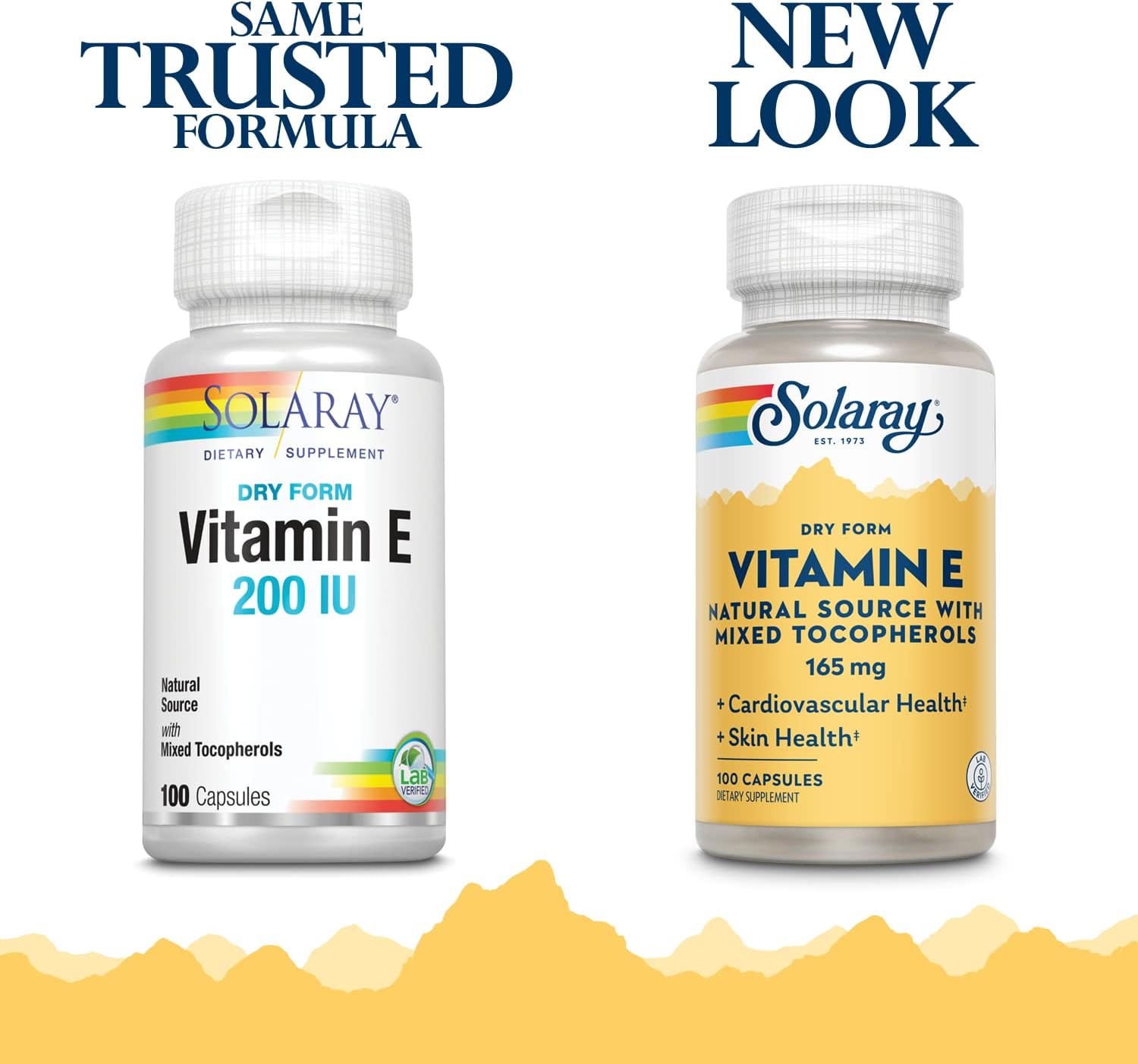 SOLARAY Vitamin E Dry 200 IU with Mixed Tocopherols - Helps Maintain Heart Health & Skin Health - 100 Capsules