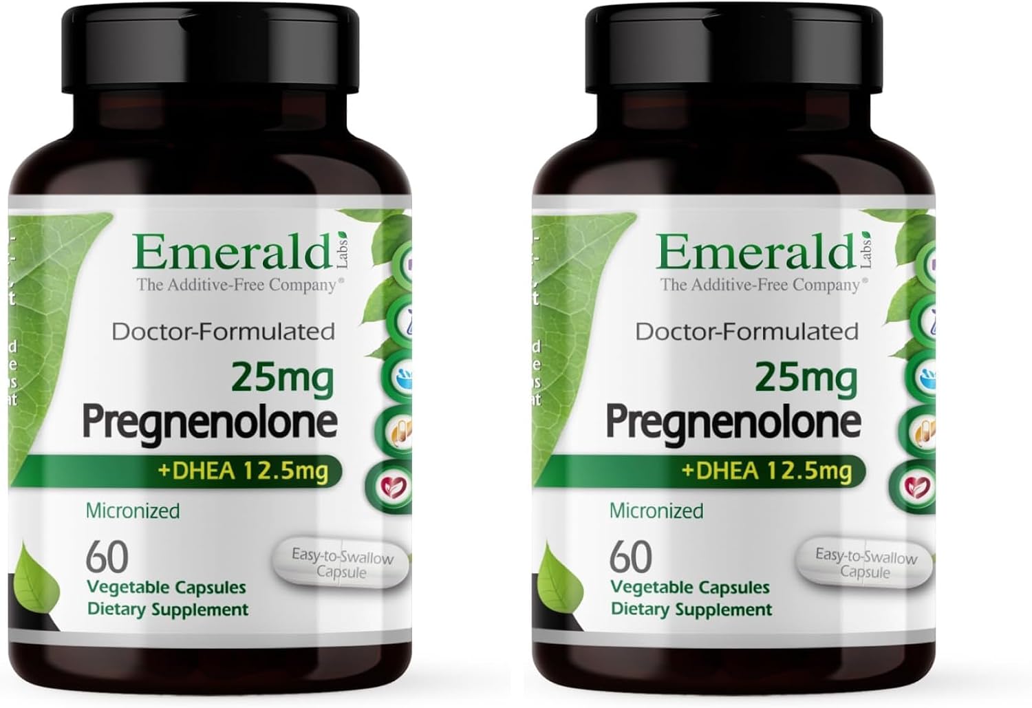 EMERALD LABS Pregnenolone 50mg with DHEA 25mg – Premium Wellness Supplement to Support Cognitive Health, Immune Response & Hormone Balance – Gluten-Free – 60 Vegetable Capsules (30-Day Supply)