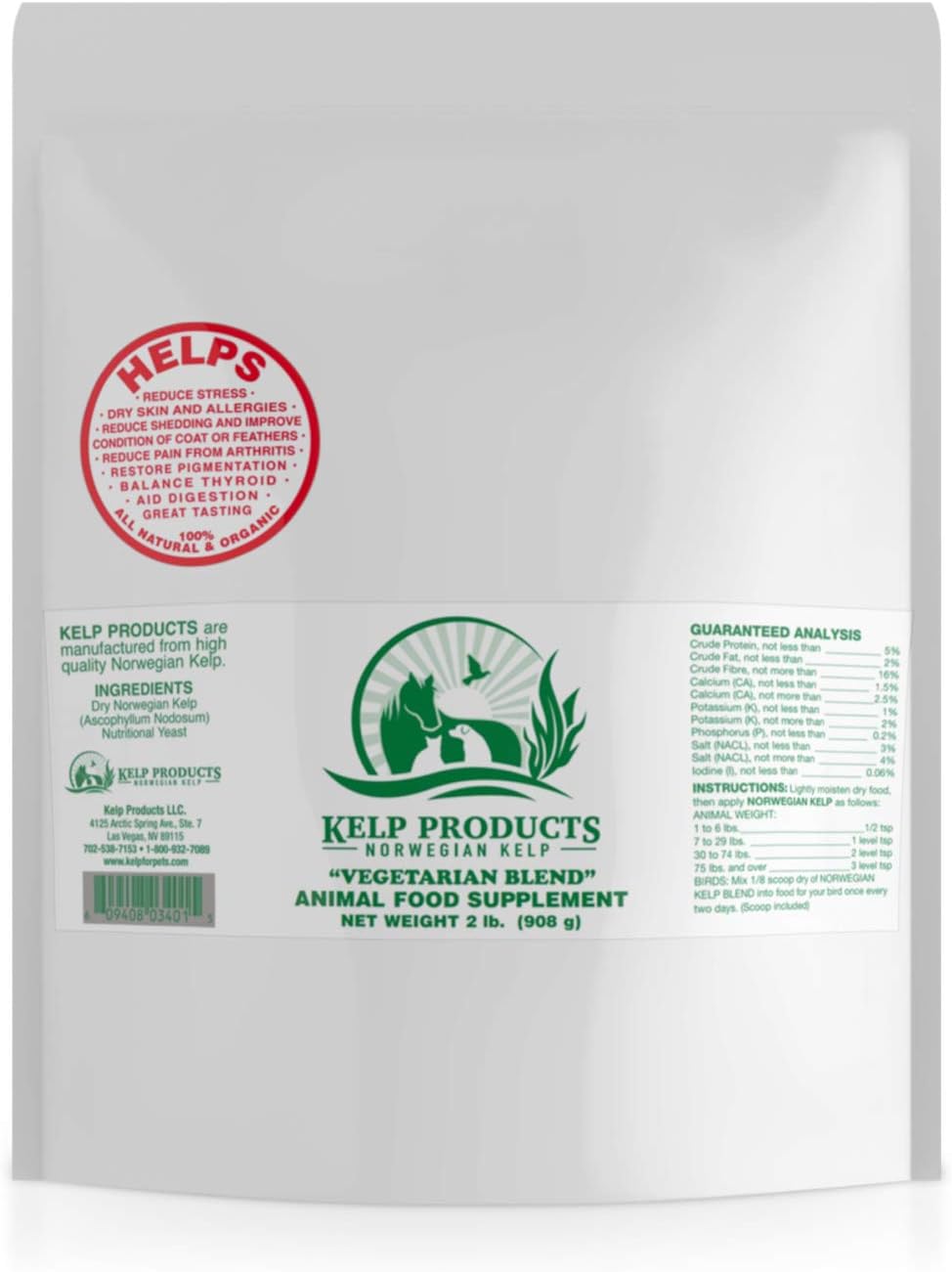 Norwegian Ocean Kelp Supplement for Dogs - 0.9 kg (Vegetarian Blend)