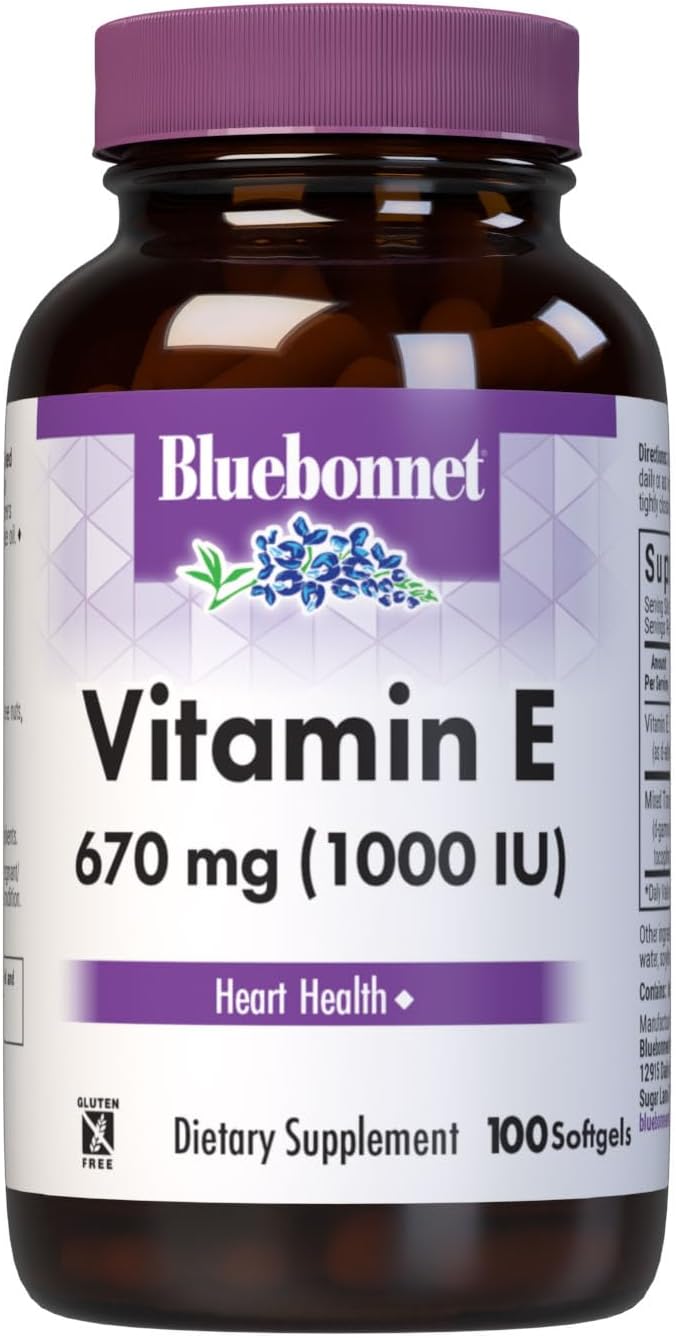 Bluebonnet Vitamin E 1000 IU Mixed Tocopherol Softgels, 100 Count