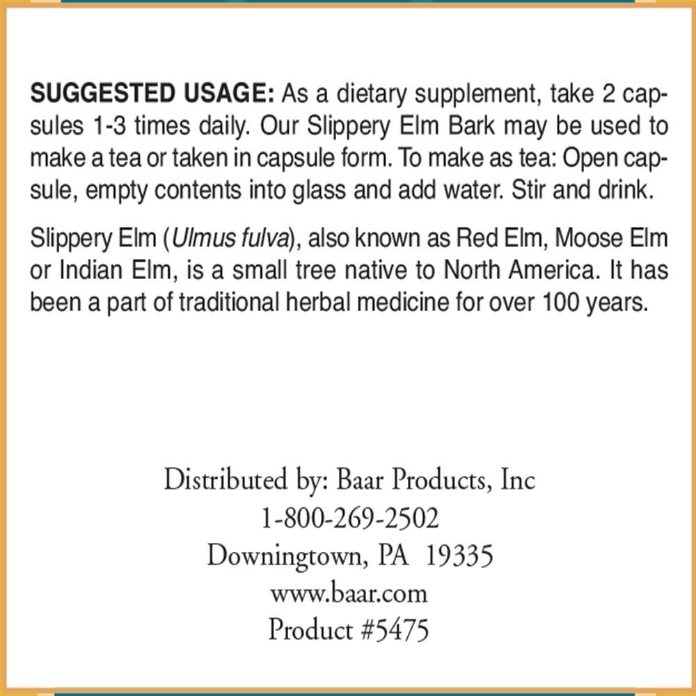 Baar Nature’s Blessing Slippery Elm Bark Capsules, 400 mg, 100 Capsules - görsel 2