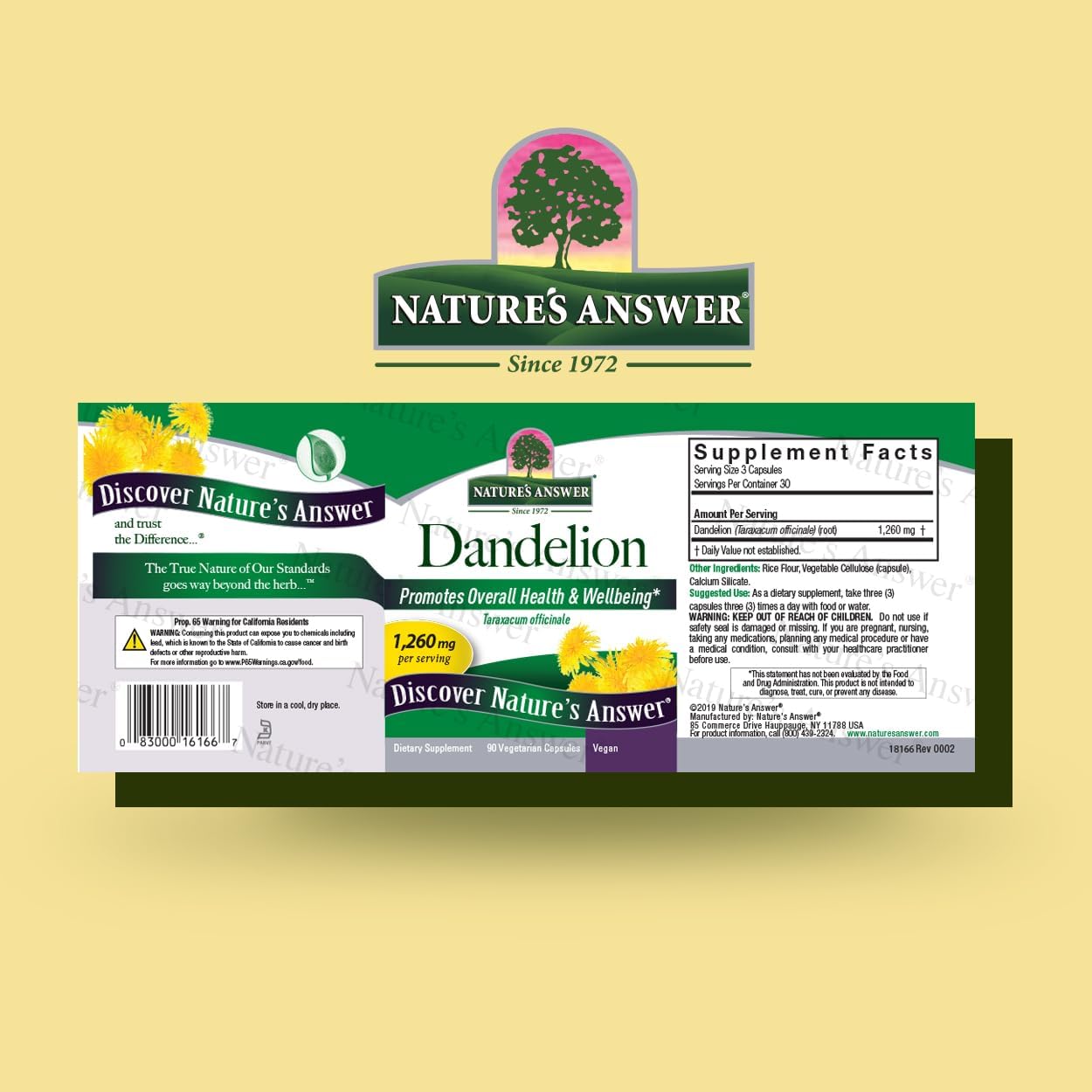 Nature's Answer Dandelion Root – 1,260 mg, 90 Vegetarian Capsules – Supports Healthy Liver Function and Digestion