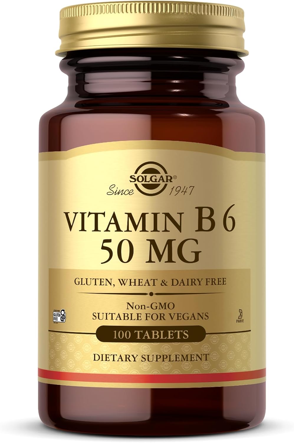 Solgar Vitamin B6 50 mg - 100 Tablets - Non-GMO, Vegan, Gluten-Free, Dairy-Free, Kosher, Halal